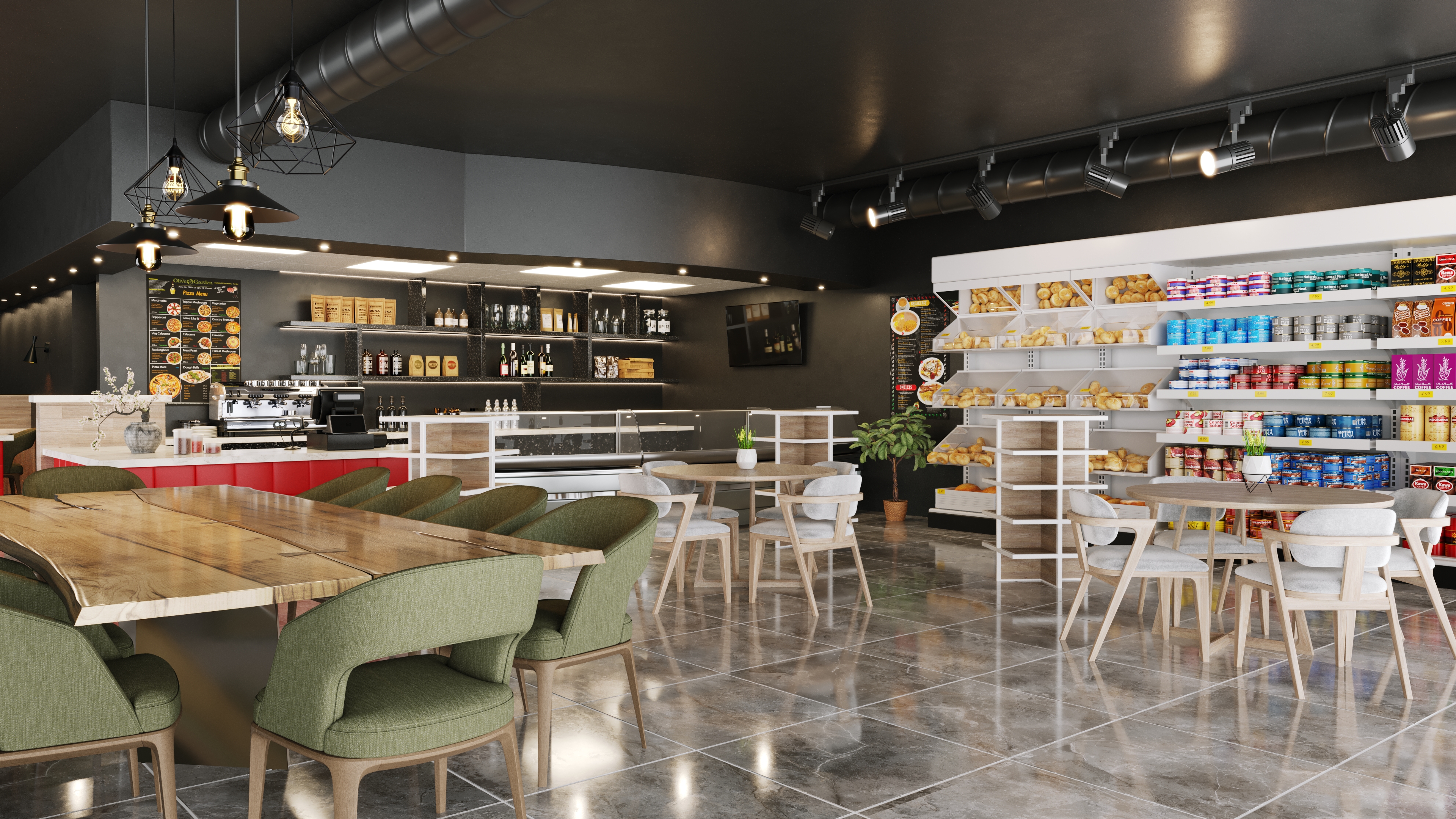 Interior rendering of caffe